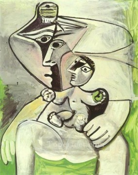 Maternit a la pomme Femme et enfant 1971 Cubismo Pinturas al óleo